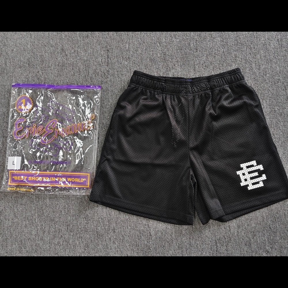 Eric Emanuel Black Mesh Logo Athletic Shorts